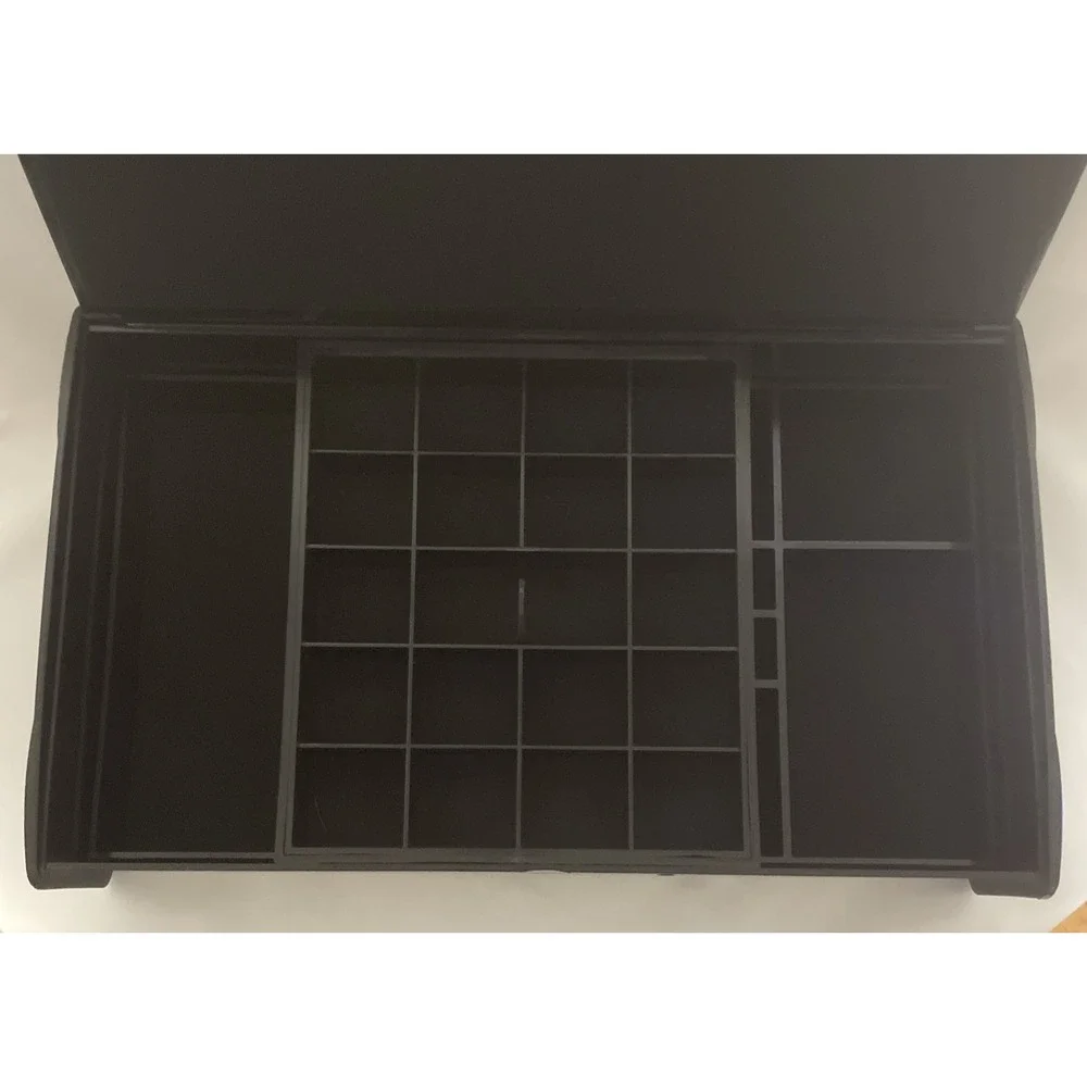 Vintage SKS Silver Safe Keeper  Jewelry Organizer Box Black Lacquer